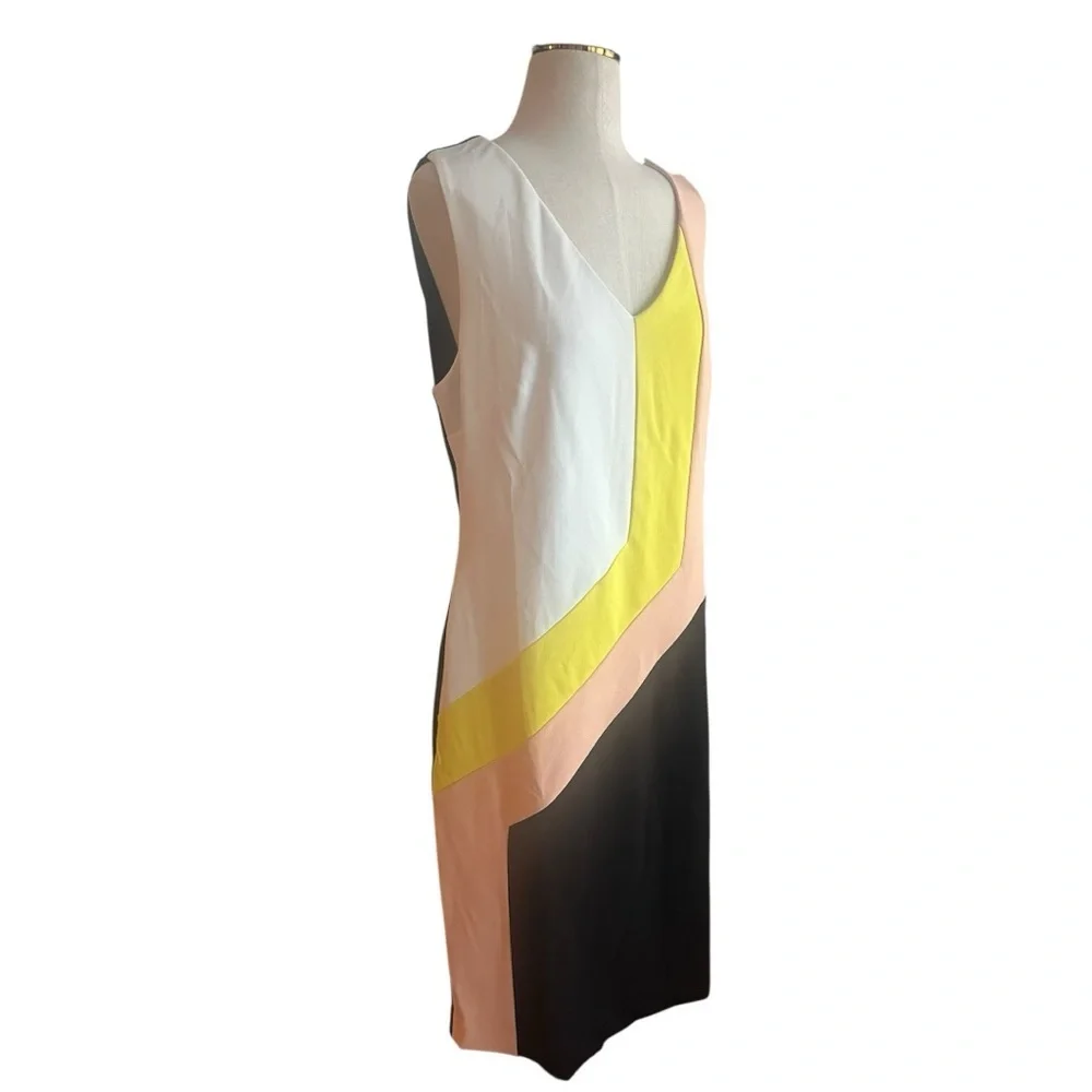 Christian Siriano Colorblock Sheath Dress NWT Black White Yellow Peach XXL - Picture 3 of 8